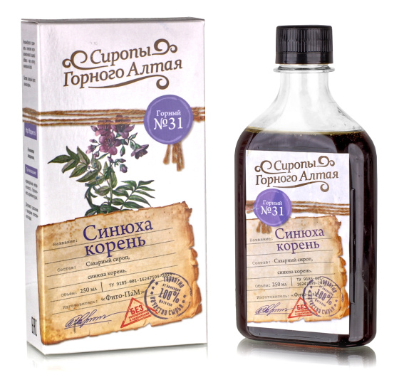 Синюха голубая корень Сироп Горный, 250мл успокаивает судороги и нервный тик, нормализуют сон