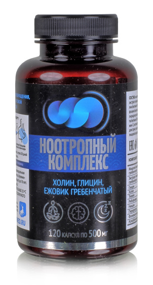 ЕЖОВИК Холин Глицин Ноотропный комплекс для памяти и запоминания, 120кап