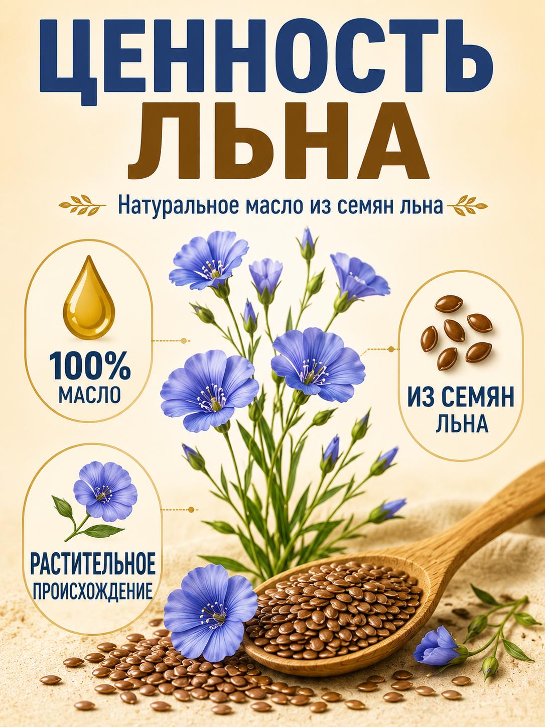 Масло Льняное ( 500мл )  Алтайское холодного отжима. Original Altay
