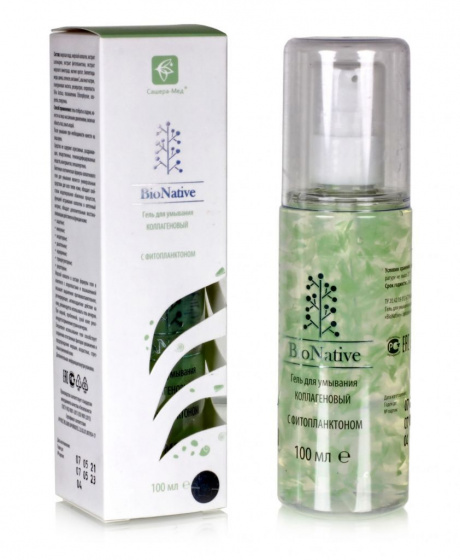 Сашель органический гель для умывания с коллагеном BioNative, 100мл.