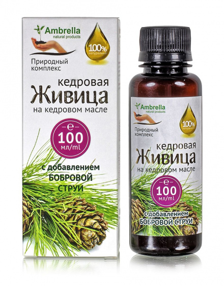 Живица кедровая 30% на кедровом масле  с бобровой струёй, 100 мл.