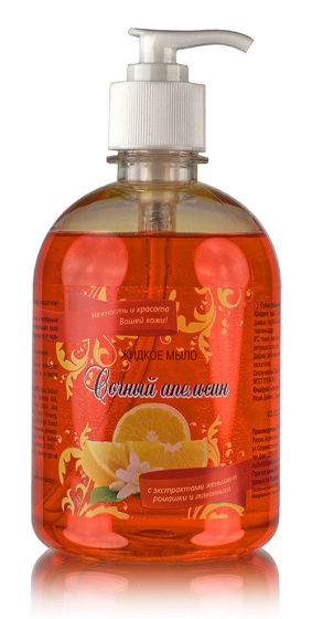 Жидкое мыло Сочный апельсин (с экстрактами женьшеня, ромашки и лимонника) 500мл.