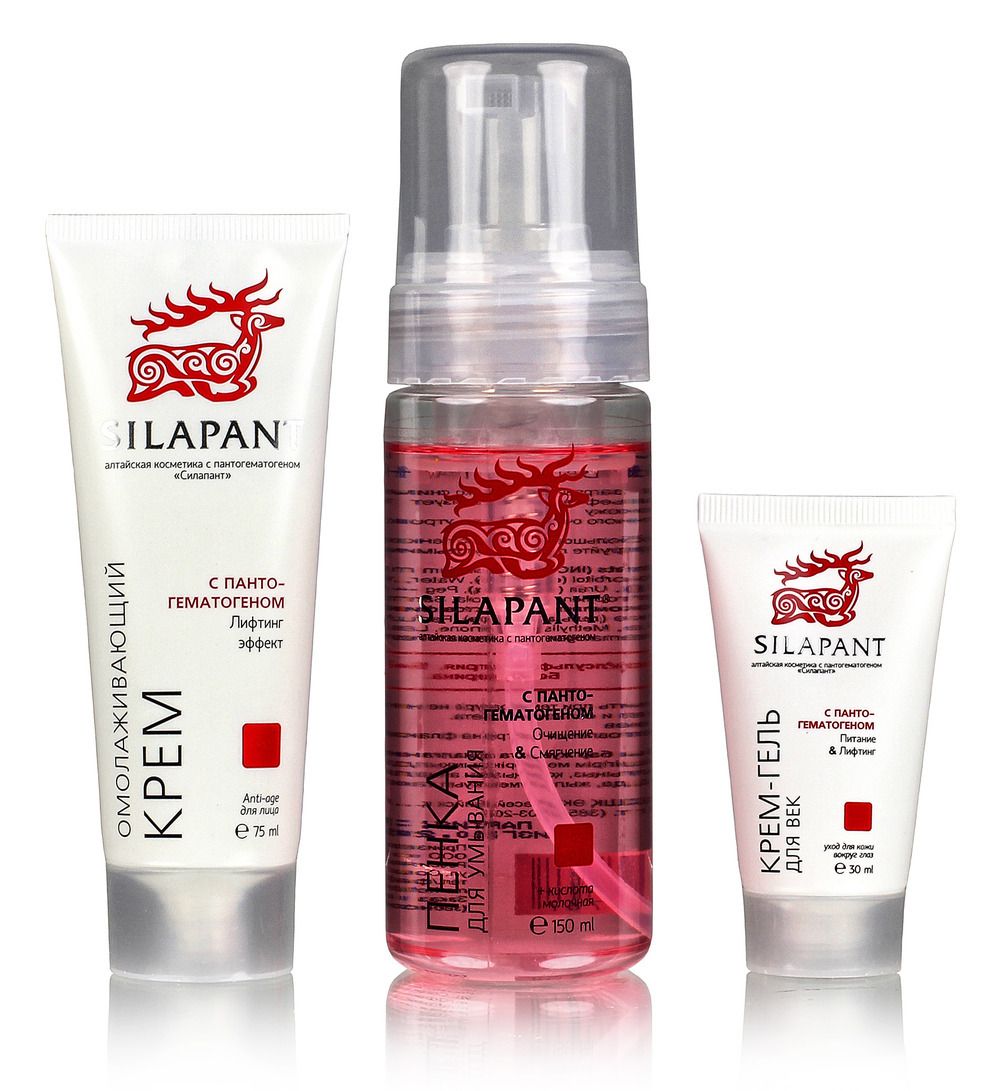 Набор косметический №2. Сила пант: Крем омолаживающий + Крем для век + Пенка для умывания