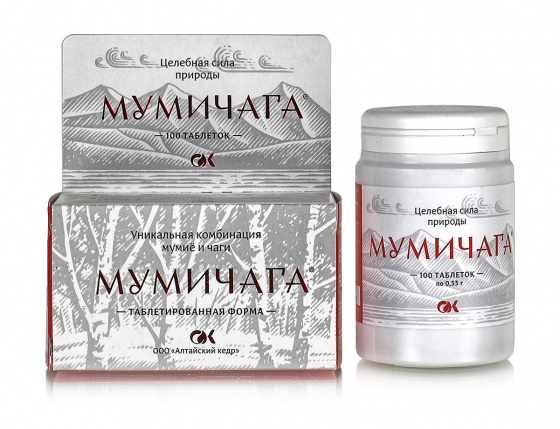 Муми Чага 100 табл / мумие и чага / чага в таблетках / снижает холестерин / омоложение организма