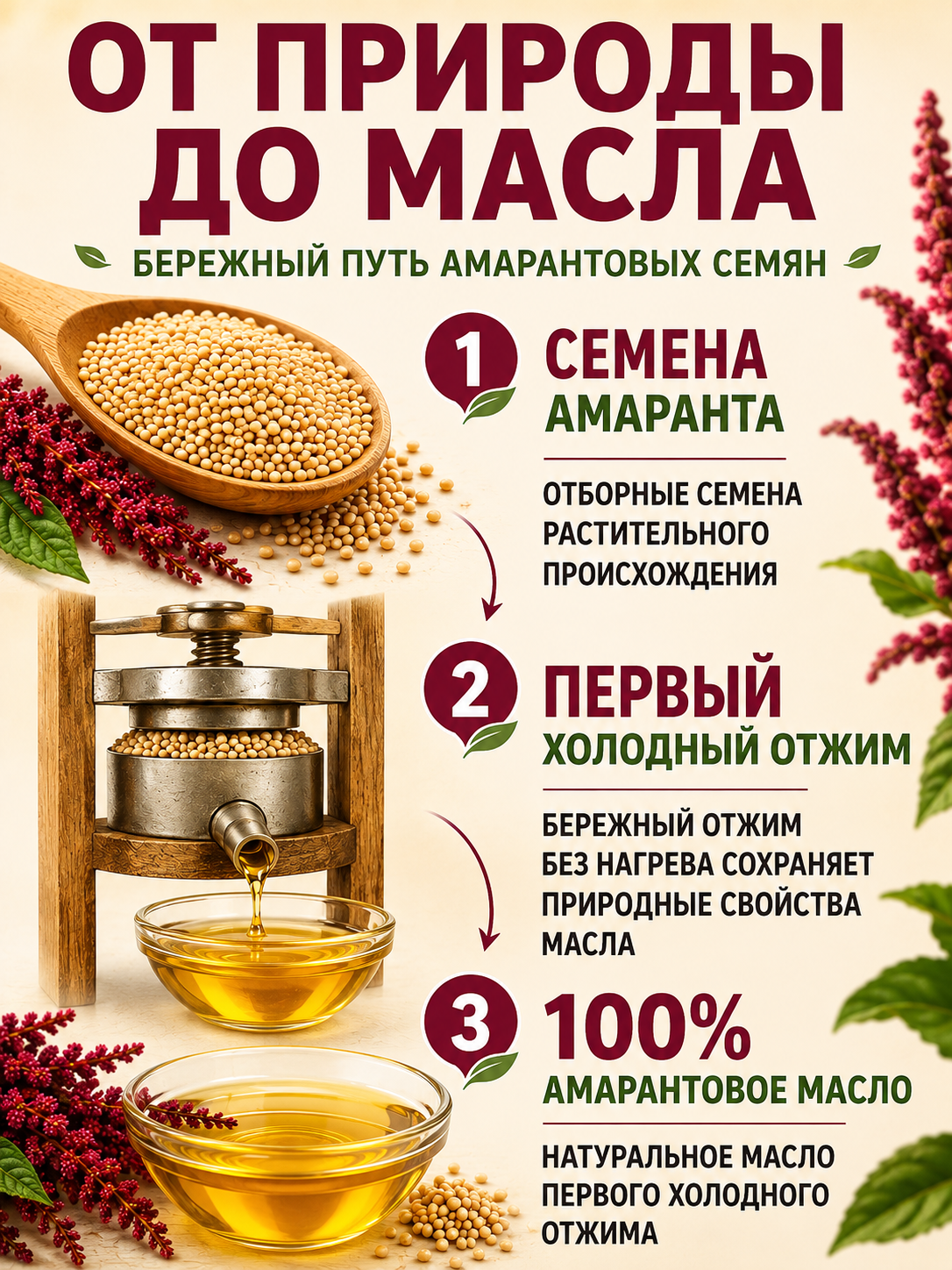 Масло Амаранта 100мл. Алтайское холодного отжима Original Altay