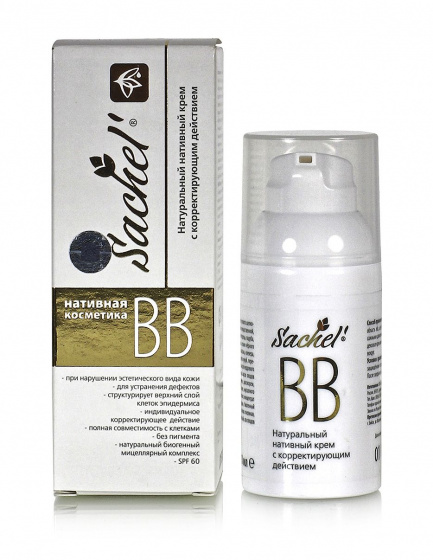Сашель Натуральный нативный BB крем SPF 60, 30мл. ББ крем