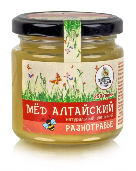 Алтайский Мед Разнотравье, стекло 250гр.