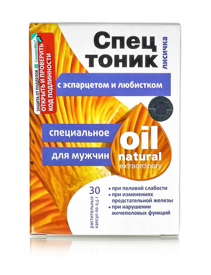 "Спецтоник Лисичка" с эспарцетом. Для мужчин. 30 капсул по 0.5 г