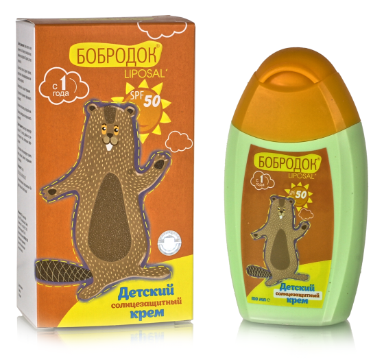 Бобродок Детский крем Солнцезащитный для детей с 1 года SPF 50, 150 мл
