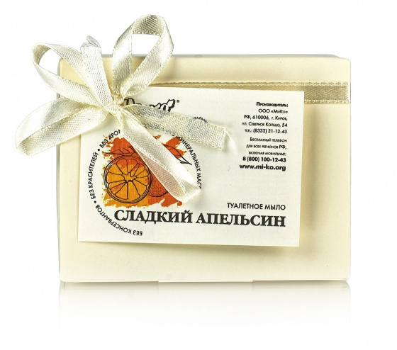 Туалетное мыло "Сладкий апельсин" 75гр. Ми&Ко. Снимет усталость, заряжает энергией и витаминами