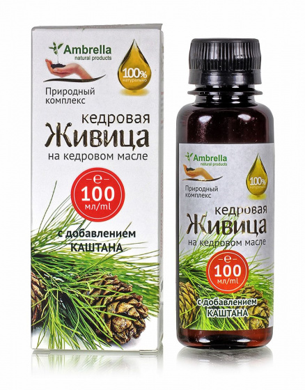 Живица кедровая 30% на кедровом масле с каштаном, 100 мл.