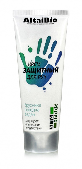 Крем для рук защитный (брусника, солодка, бадан), 75мл.