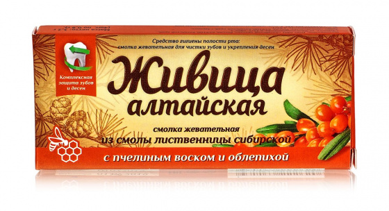 Жвачка. Живица Алтайская с пчелиным воском и облепихой №4*0,8гр.