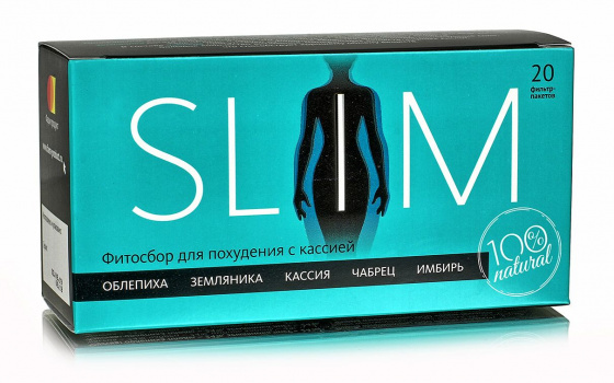 Фитосбор для похудения «Слим». 20 ф/п (облепиха, земляника, кассия, чабрец, имбирь)