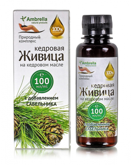 Живица кедровая 30% на кедровом масле с сабельником, 100 мл.