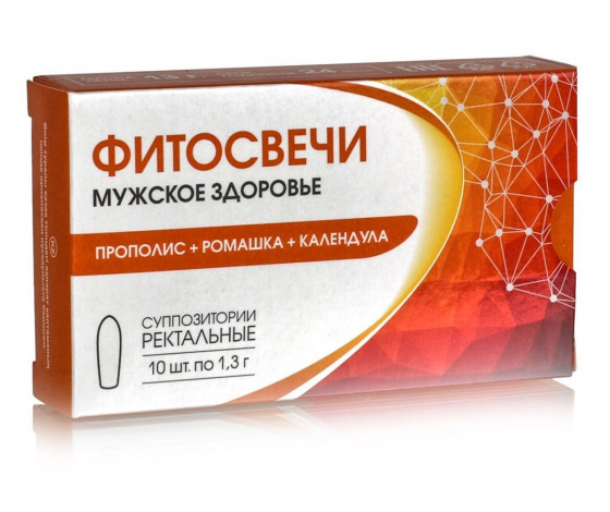 Фито свечи от простатита ректальные Мужское здоровье с прополисом, ромашкой, календулой 10 шт