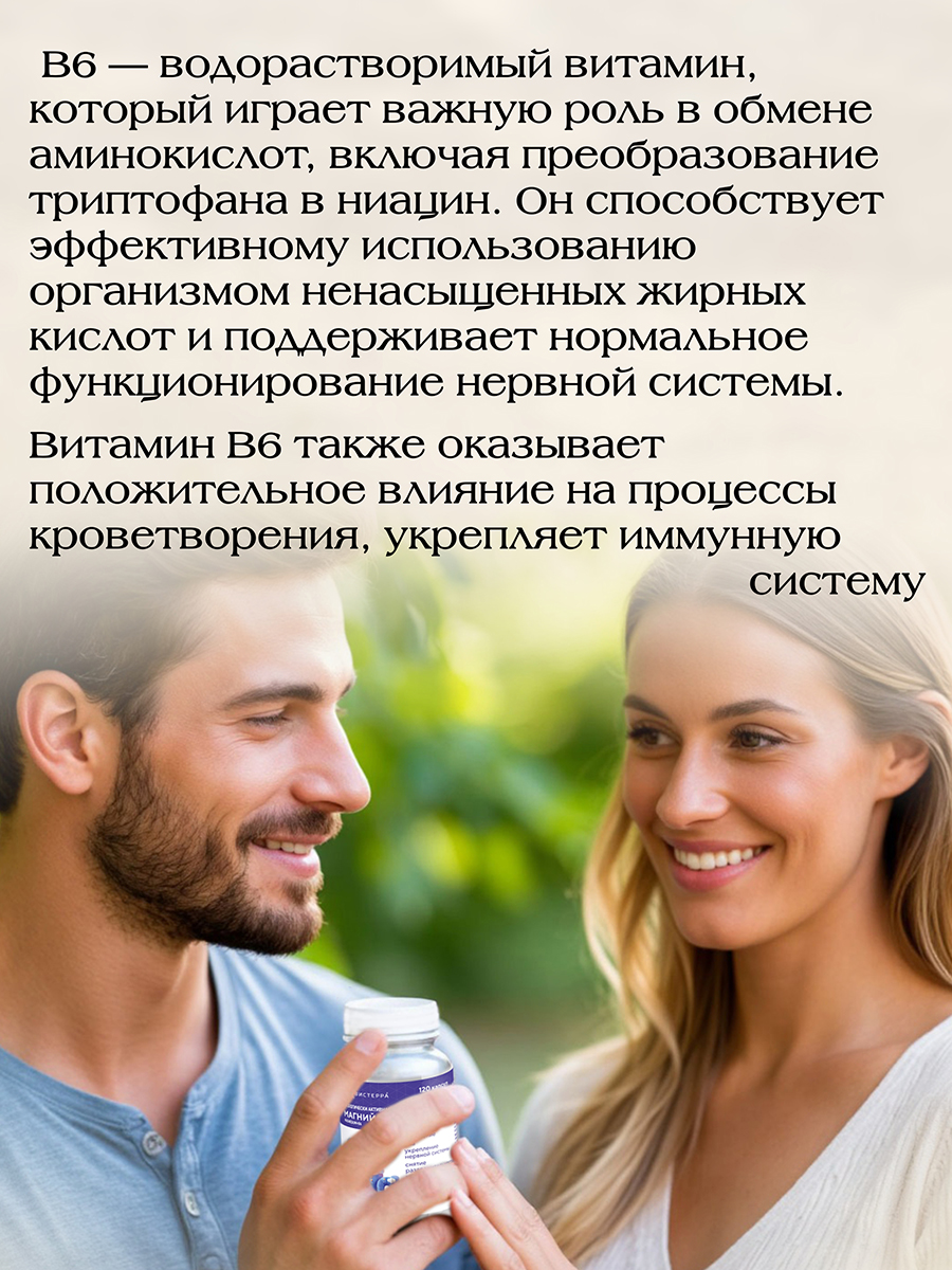 Магний + В6  для поддержки нервной системы. 120 капс