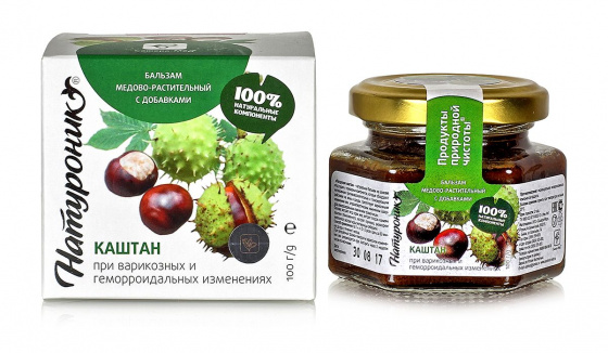 Бальзам медово-растительный "Натуроник" каштан (при варикозных и геморроидальных изменениях) ,100 г