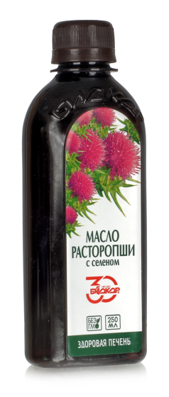 Масло Расторопши холодного отжима с селеном нерафинированное 250 мл для печени и поджелудочной