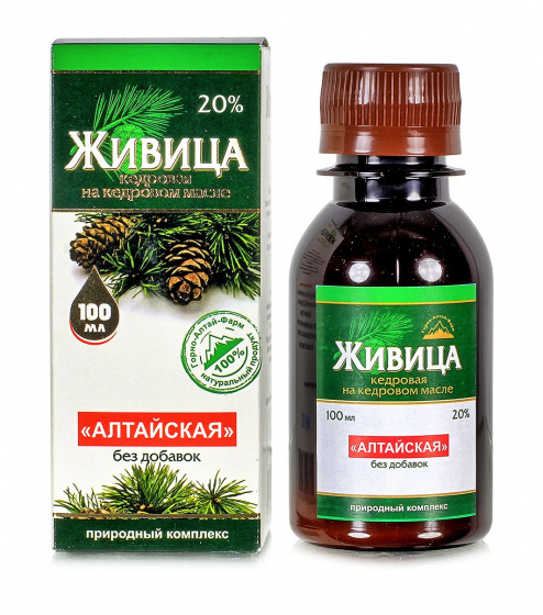 Живица кедра в кедровом масле 20%, 100 мл. Алтайская