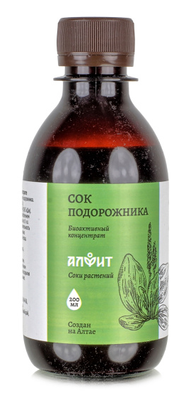 Сок подорожника / без сахара 200 мл.