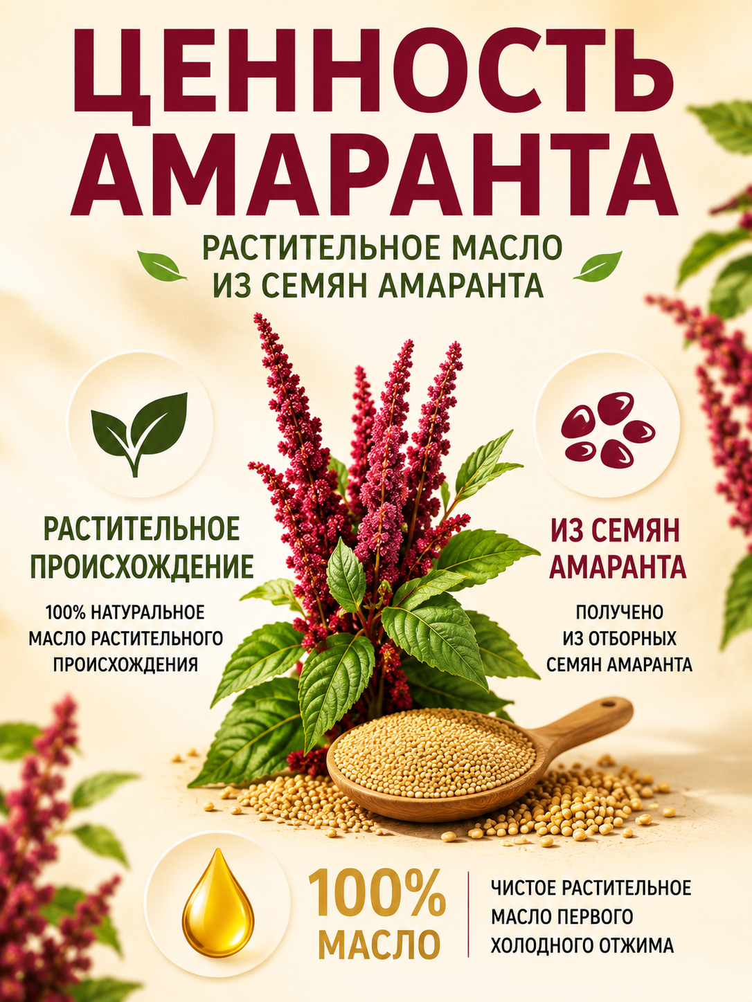Масло Амаранта 100мл. Алтайское холодного отжима Original Altay