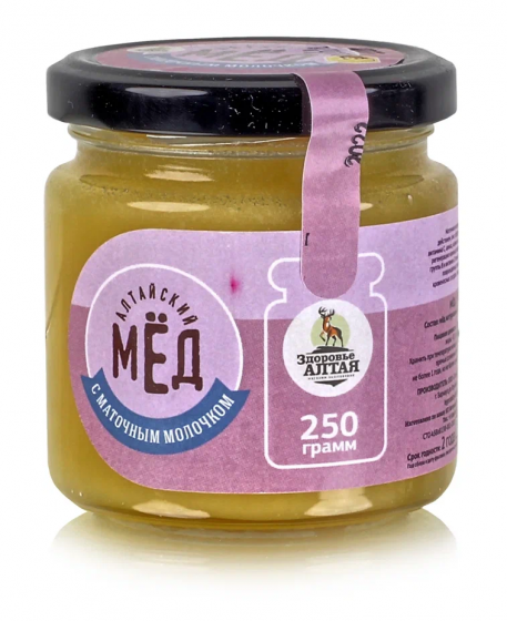 Мед / натуральный / цветочный / с маточным молочком / стекло 250гр.