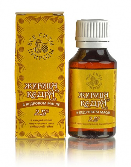 Живица кедра в кедровом масле 2,5% (для век) 30мл. Для век, глаз, слизистых, детям