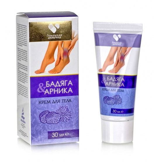 Крем от отеков ног, тела Бадяга и Арника, 30 мл от варикоза, сосудистых звездочек, гематом