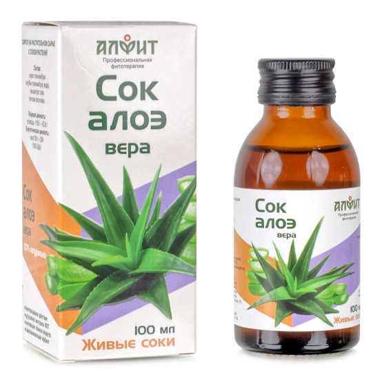 Сок алоэ без сахара для желудка и оттока желчи, 100 мл.