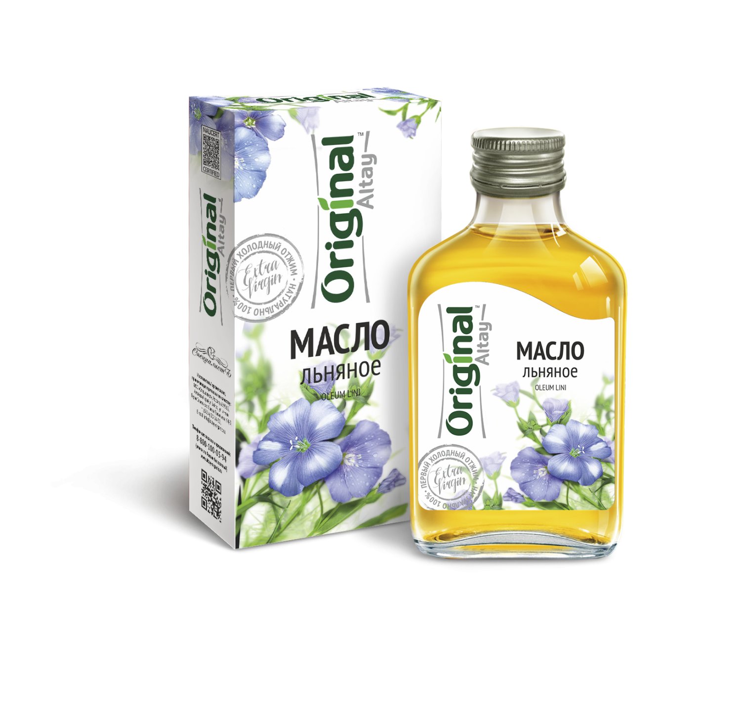 Масло льняное 100мл. Алтайское холодного отжима. Original Altay