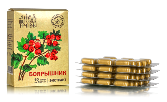 Боярышник Экстракт ( 60 капсул ) при  ишемической болезни сердца, стенокардии,  сердечной недостаточности, тахикардии, аритмии, сердечных неврозах