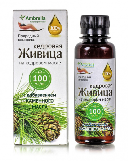 Живица кедровая 30% на кедровом масле с каменным маслом, 100 мл.