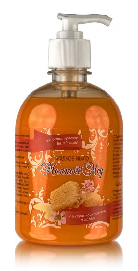 Жидкое мыло Молоко & Мёд (c экстрактами прополиса и шалфея) 500мл.