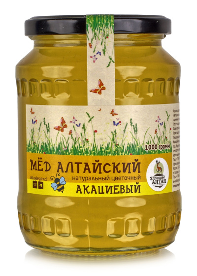 Алтайский мед Акациевый, стекло 1000гр.