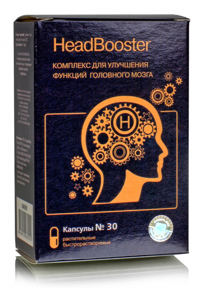 Хэдбустер комплекс для улучшения функций головного мозга HeadBooster, 30 капсул по 500мг