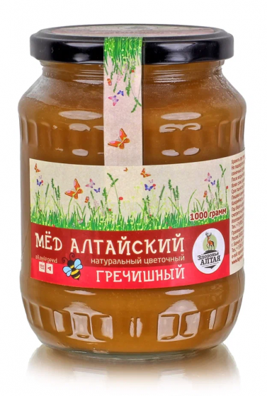 Алтайский мед Гречишный, стекло 1000гр.