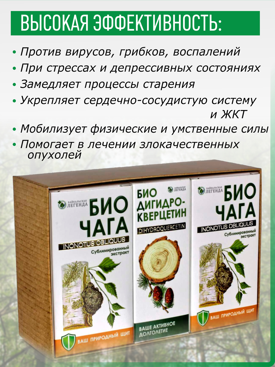 Набор Оптимум Премиум / Биодигидрокверцетин 5гр 1шт + Биочага 13гр 2шт  / полный курс оздоровления