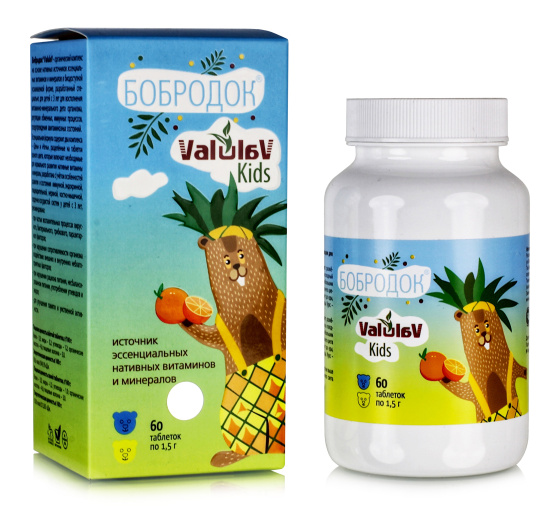 Бобродок витамины для детей с 3 лет Валулав Кидз, 60 табл.