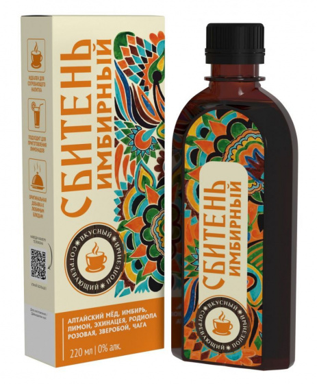 Сбитень имбирный 220мл. Мёд, золотой корень, эхинацея