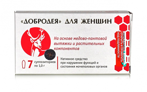 Свечи Женские вагинальные Добродея 7 шт красная щетка, уснея для женского здоровья, воспаления, эрозии