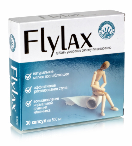 Фитокомплекс FLYLAX (мягкое слабительное) 30 капсул по 500мл.