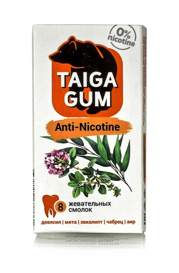 Смолка "ANTI-NICOTINE" (против курения) в растительной пудре, без сахара 8шт по 0,8гр