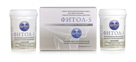 Фитосбор. Фитол-05. Кровоостанавливающий, противовоспалительный. (30 брикетов утро + 30 брикетов вечер)