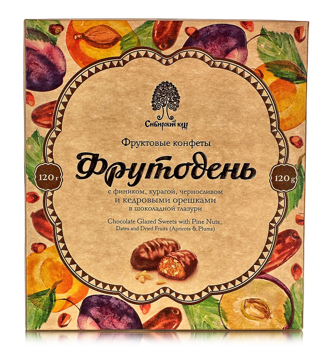 Конфеты Фрутодень с кедровыми орехами 120г