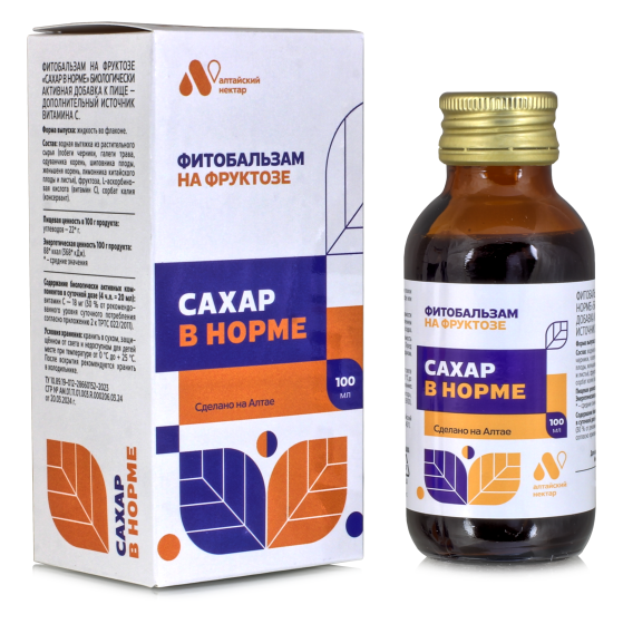 Фитобальзам на фруктозе Сахар в норме, 100мл. / снижение сахара / сахароснижающее / диабет