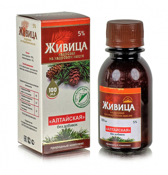 Живица кедровая на кедровом масле, 5% 100 мл. Горноалтайская