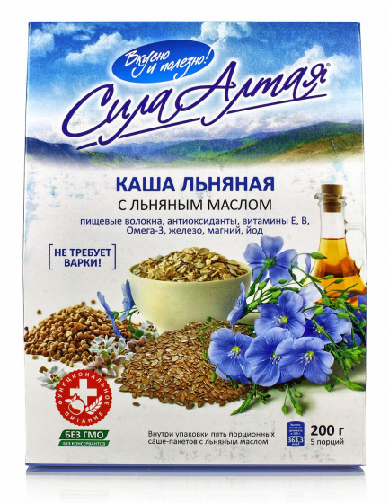 Каша льняная с льняным маслом, мультизлаковая,  200 гр,  5 порций