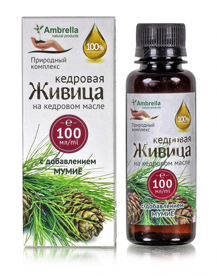 Живица кедровая 30% на кедровом масле с мумиё, 100 мл.