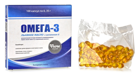 Омега 3 льняное масло с витамином E, 100 капс - омега 3 в капсулах